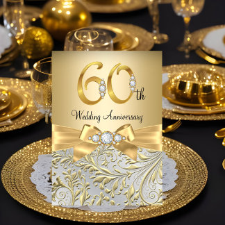 Elegant guldbåge diamant 60-årsjubileum inbjudningar