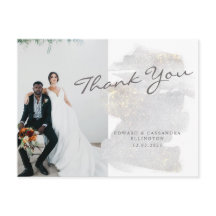 Elegant guldberörd silvergrå bröllop tack