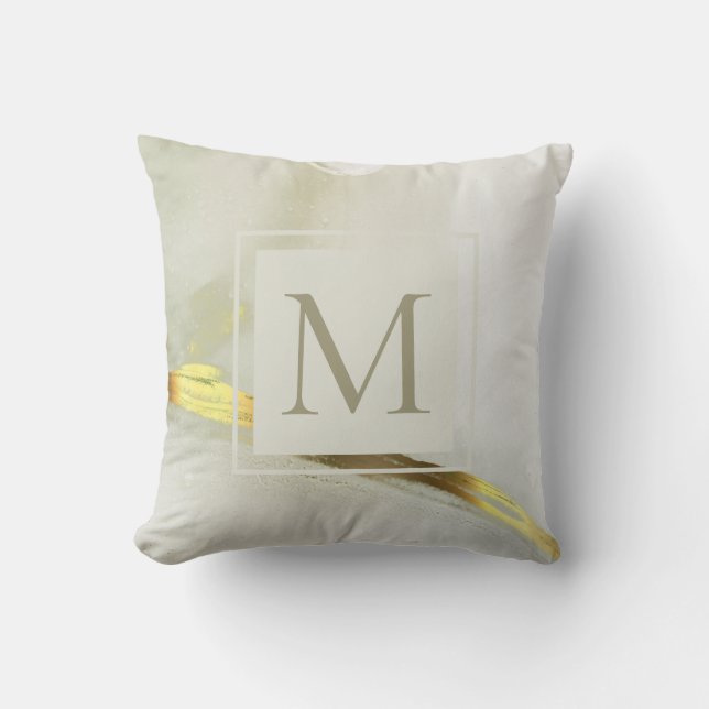 Elegant guldbläckmonogram abstrakt  kudde (Framsida)