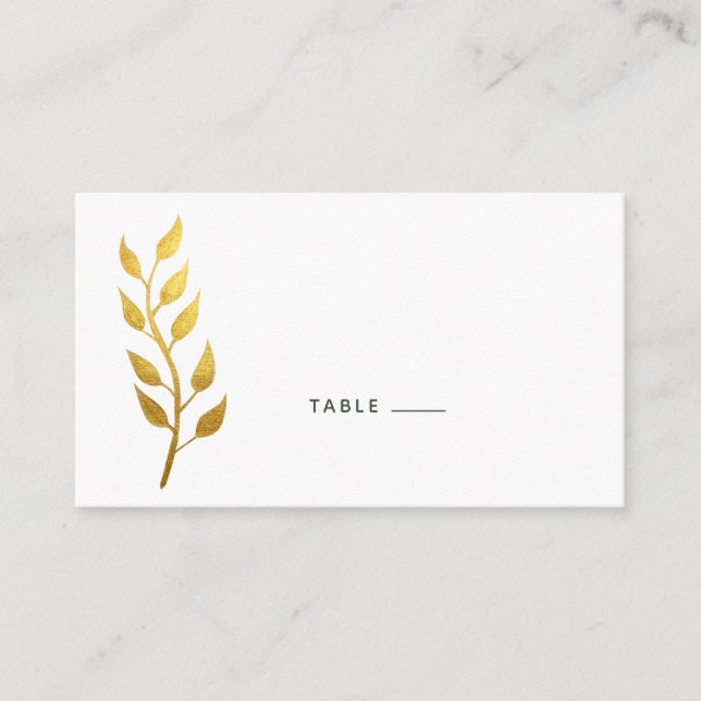 Elegant Guldbladbröllop Placeringskort (Framsida)