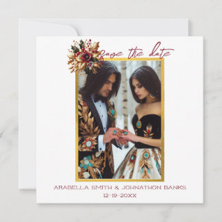 Elegant guldbladsfoto Spara datum Datumet