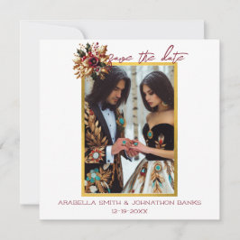 Elegant guldbladsfoto Spara datum Spara Datumet