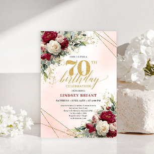 Elegant guldblommig 70-års inbjudan