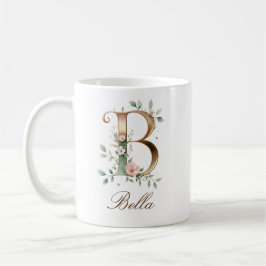 Elegant guldblommig bokstav B monogrammugge Kaffemugg