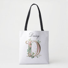 Elegant guldblommig bokstav D i all-over tryck tot