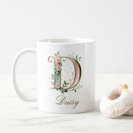 Elegant guldblommig bokstav D monogrammuppa Kaffemugg