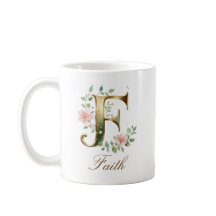Elegant guldblommig bokstav F monogramm kopp
