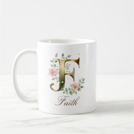 Elegant guldblommig bokstav F monogramm kopp