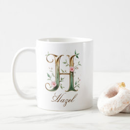 Elegant guldblommig bokstav H monogrammuppa Kaffemugg