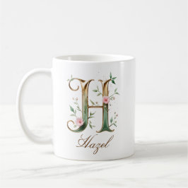 Elegant guldblommig bokstav H monogrammuppa Kaffemugg