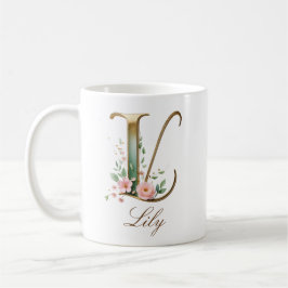 Elegant guldblommig bokstav L monogrammuppa Kaffemugg
