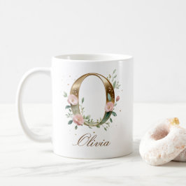 Elegant guldblommig bokstav O monogramm kopp