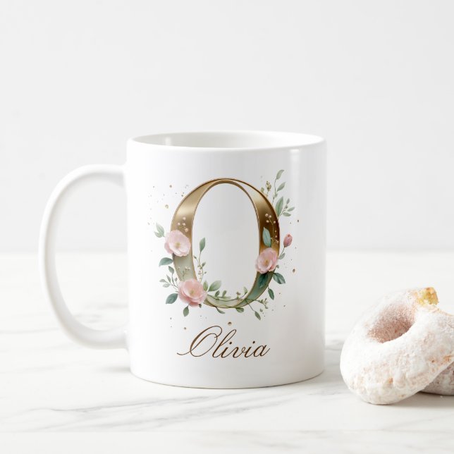 Elegant guldblommig bokstav O monogramm kopp (Med munk)