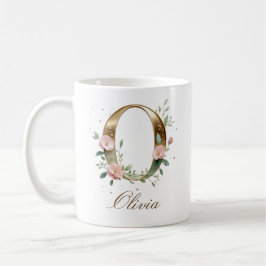 Elegant guldblommig bokstav O monogramm kopp