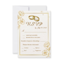 Elegant guldblommig bröllops-RSVP-kort