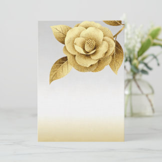Elegant guldblommig bröllopsinbjudan inbjudningar