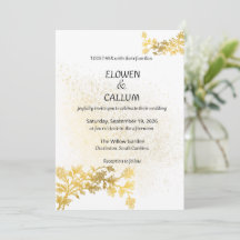 Elegant guldblommig minimalistisk bröllopsinbjudan