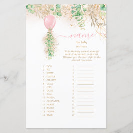 Elegant guldblommig namnbebis djur Baby Shower