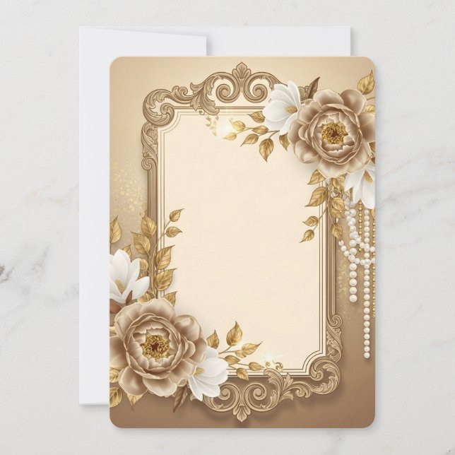 Elegant guldblommig ram med pärlaccenter (Framsida)