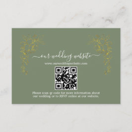Elegant guldblommig salvia grön QR-kod bröllop Tilläggskort