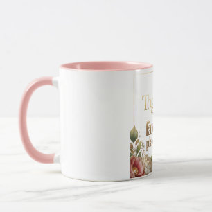 Elegant guldblommig typografi mugg