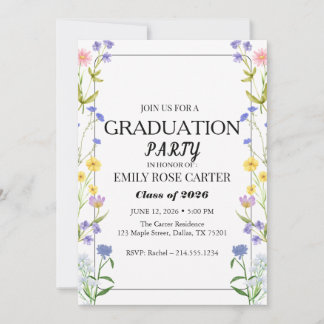 Elegant guldblomning  Examenfest  Inbjudningar