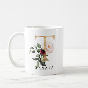 Elegant guldblush rosa burgunderfärgad blomma Boks Kaffemugg
