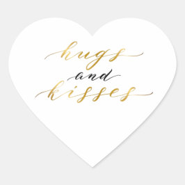 Elegant guldbokstavar Kramar och Kyssar Hjärtformat Klistermärke