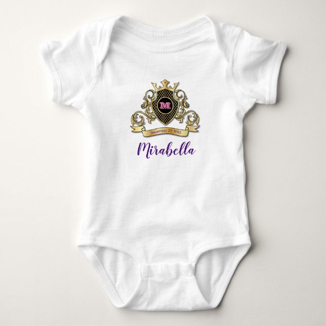 Elegant guldbokstavsmönstrad T-shirt i mode (Framsida)