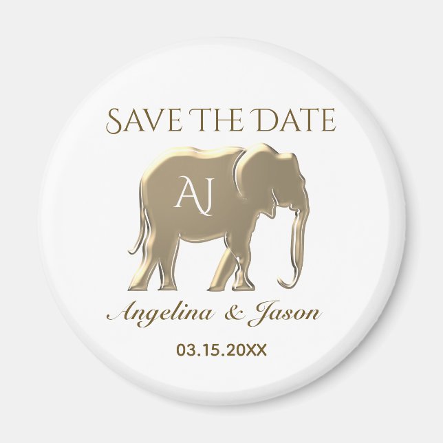 Elegant guldbröllop Save The Date Magnet (Framsidan)