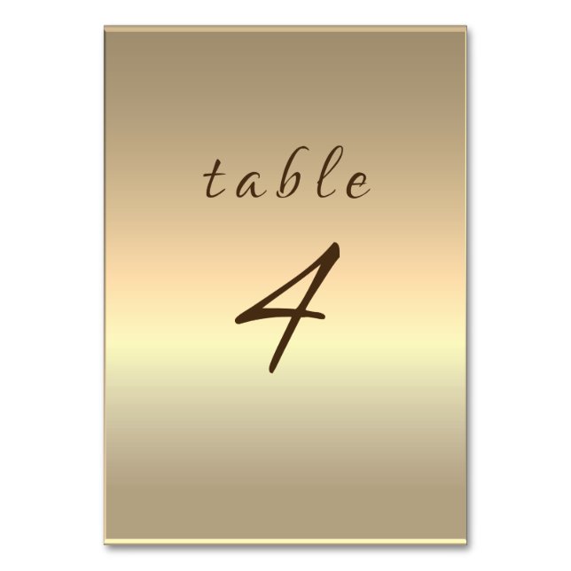 Elegant guldbröllopsbord nummer bordsnummer (Framsidan)