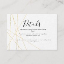 Elegant guldbröllopsdetaljer bifogad kort