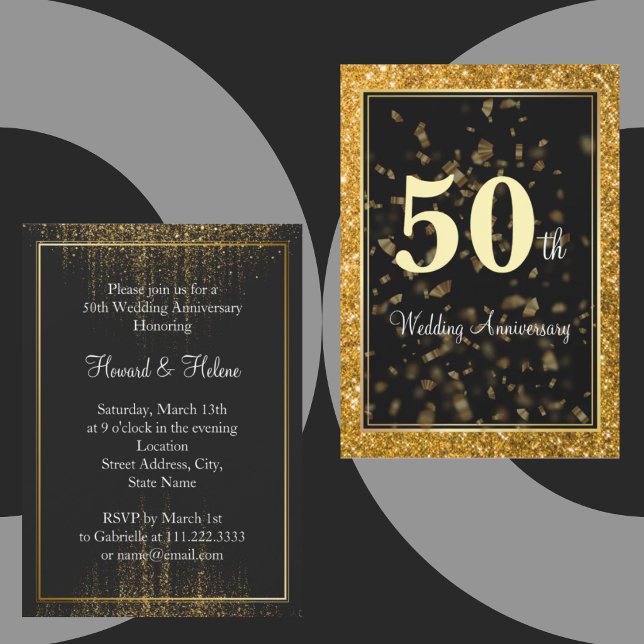 Elegant guldbröllopsfirande 50-årsjubileum  inbjudningar (Skapare uppladdad)