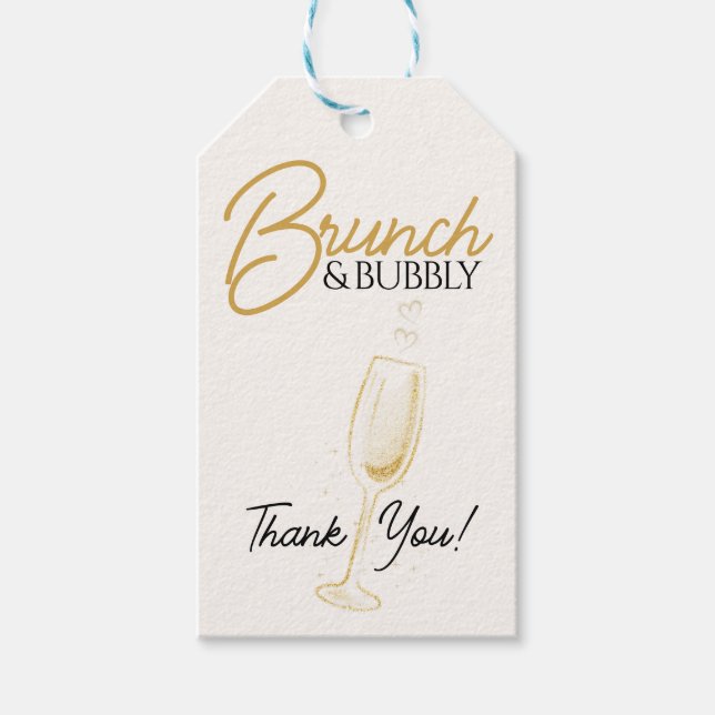 Elegant guldbrunch och bubbelbröllopsdusch  presentetikett (Framsidan)