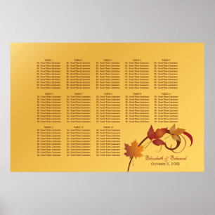 Elegant guldbrytande höstlöv bröllopsplatser poster