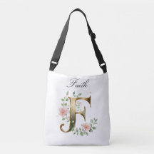 Elegant guldbukett bokstav F crossbody väska