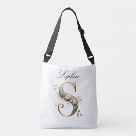 Elegant guldbukett bokstav S crossbody väska