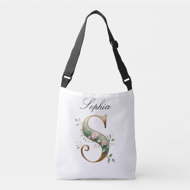 Elegant guldbukett bokstav S crossbody väska (Framsida)