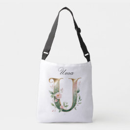 Elegant guldbukett Brev U Crossbody-väska Axelväska