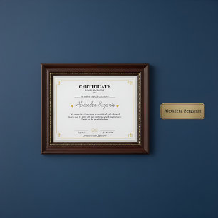 Elegant Guldcertifikat för prestation Yrke
