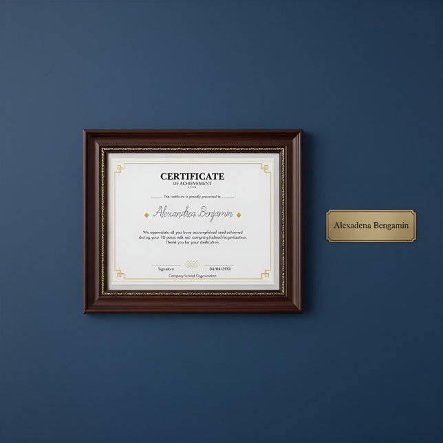 Elegant Guldcertifikat för prestation Yrke (Skapare uppladdad)