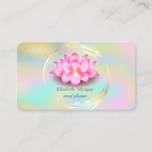 Elegant guldcirkel Färgrik holografisk lotus Visitkort