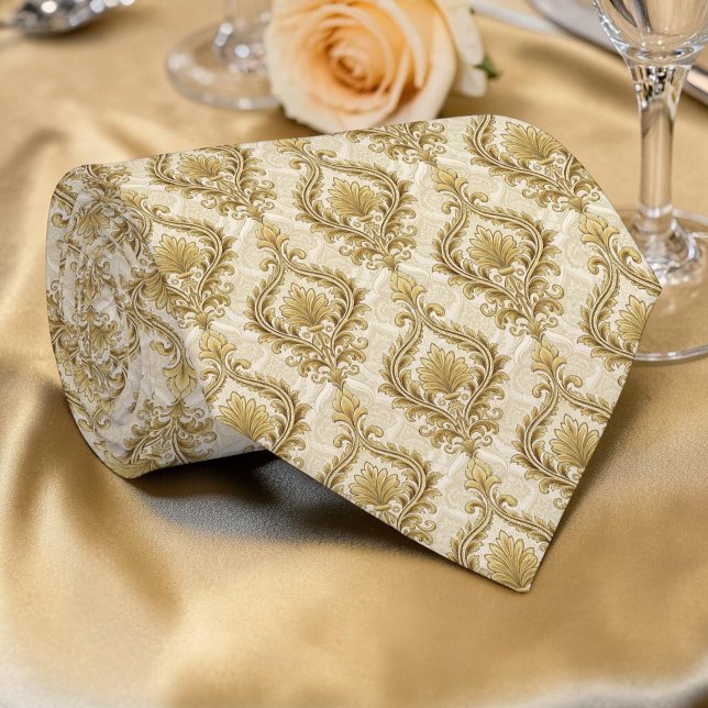 Elegant gulddamask specialbeställd slips (Skapare uppladdad)