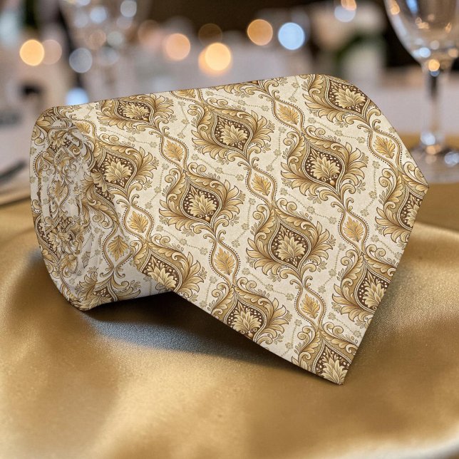Elegant gulddamask specialbeställd slips (Skapare uppladdad)