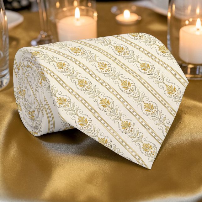Elegant gulddamask specialbeställd slips (Skapare uppladdad)