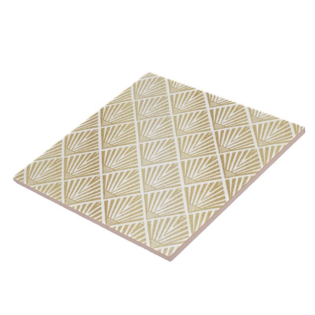 Elegant Gulddiamant handflatan art deco-design Kakelplatta (Sidan)