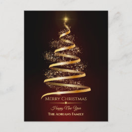 Elegant Gulden Julgran med gnistra ljus Helg Vykort