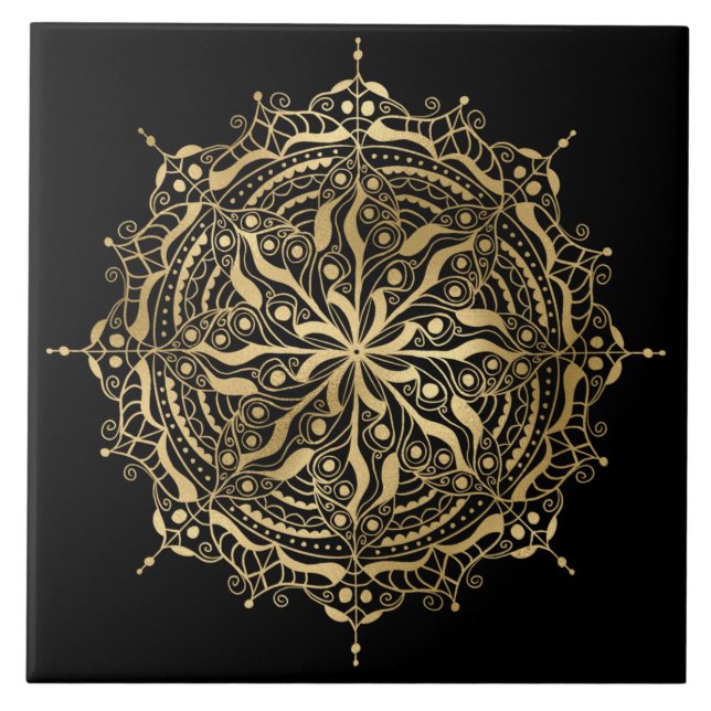 elegant Gulden mandala dekorera keramiskt plattor Kakelplatta (Framsidan)