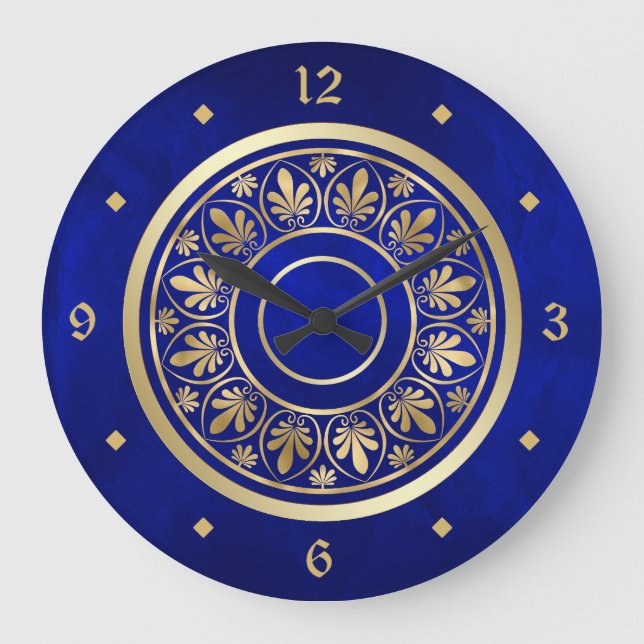 Elegant Guldets cirkulär med orniterad utformning  Stor Klocka (Framsida)