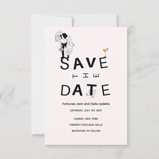 Elegant guldfärgad och vit Save the Date-kort Spara Datumet (Framsida)